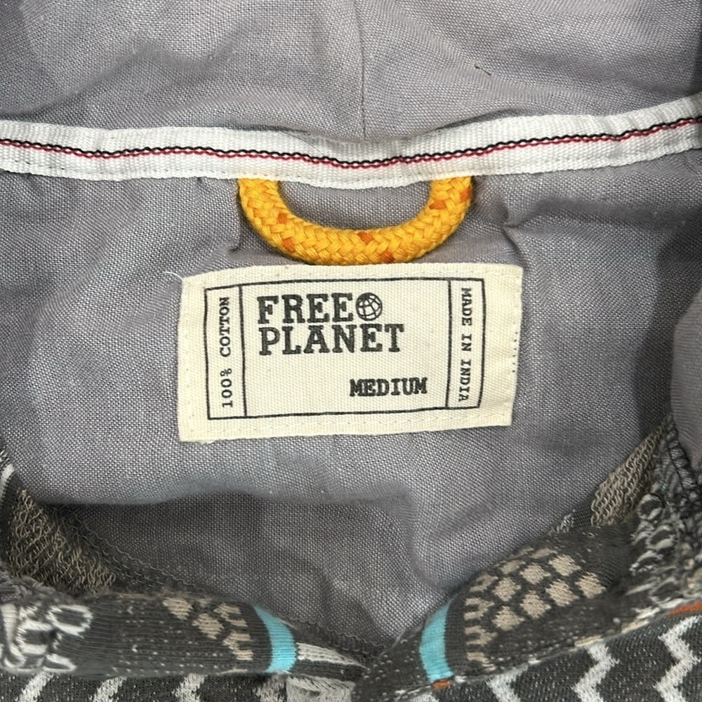 Free Planet 100% cotton Aztec pattern hoodie sweatshirt size Medium gray - Picture 6 of 14